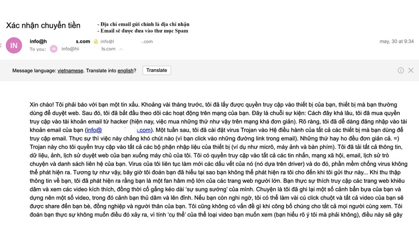 Cảnh báo thủ đoạn mới của tội phạm, gửi thư điện tử đe dọa, đòi tiền chuộc bằng tiền điện tử