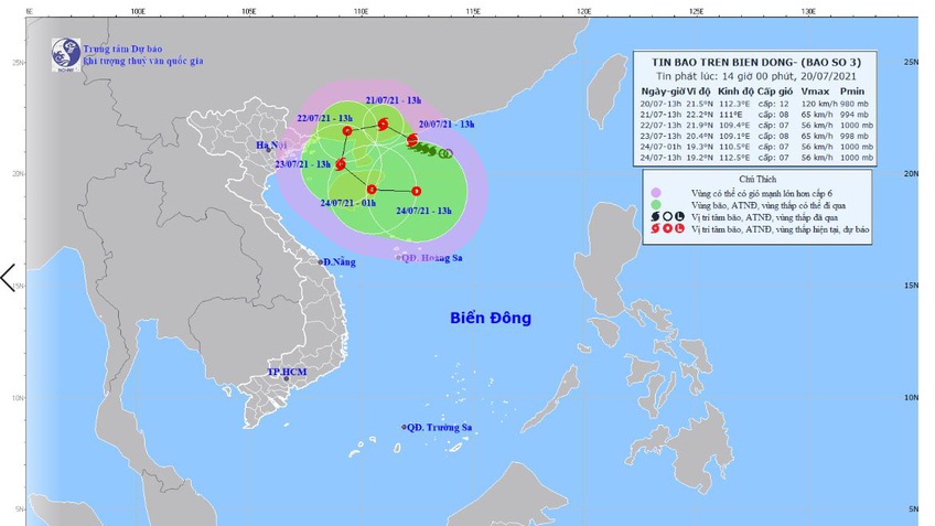 Bão số 3 đổi hướng di chuyển liên tục