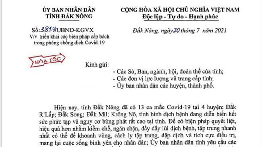 Dừng các dịch vụ không thiết yếu, người đến Đắk Nông bắt buộc phải xét nghiệm âm tính với SARS-CoV-2