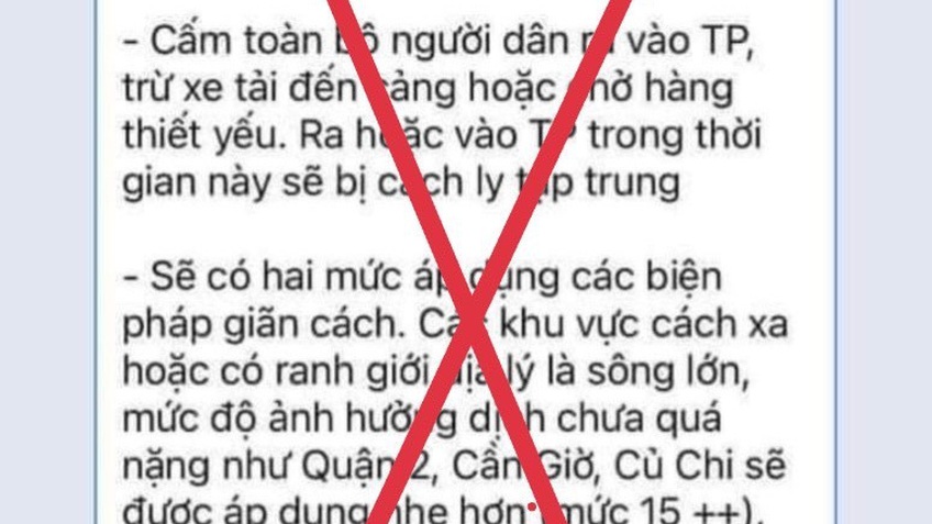 Bác bỏ thông tin 'Phong tỏa TP.HCM trong 10-15 ngày'