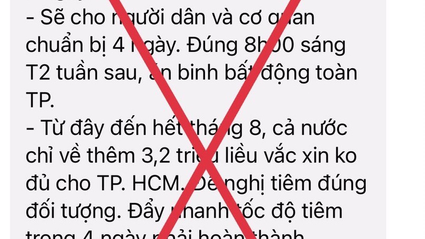 Thông tin 'không cho người dân di chuyển trong 7 ngày' là giả mạo