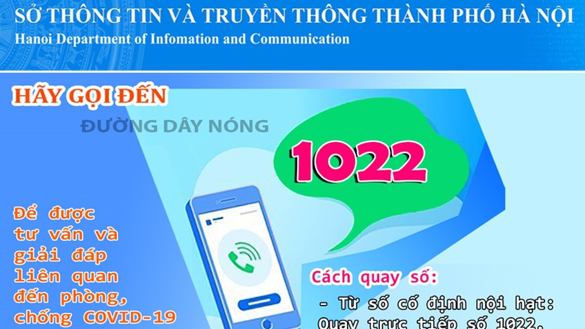 Tổng đài 1022 Hà Nội mở thêm kênh hỗ trợ người dân bị ảnh hưởng bởi đại dịch Covid-19