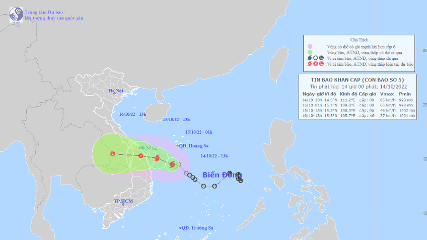 Áp thấp nhiệt đới mạnh lên thành bão số 5
