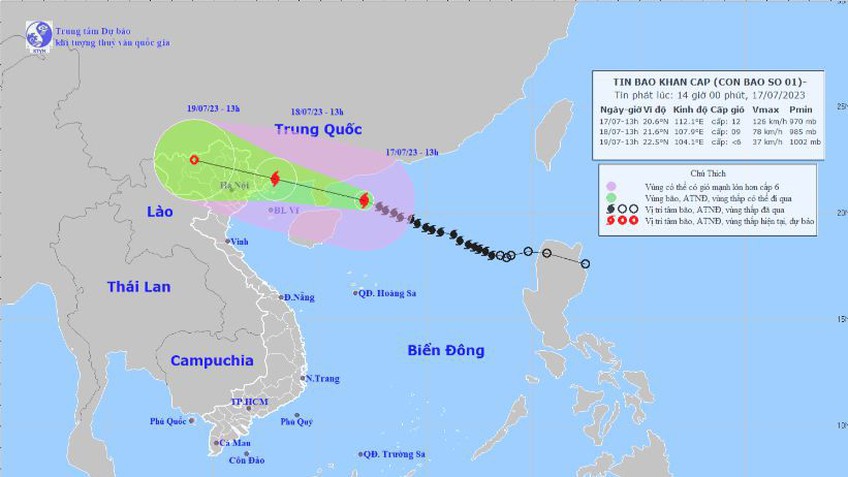 Bão số 1 cách Móng Cái (Quảng Ninh) khoảng 480km