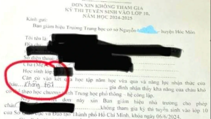 TP.HCM thông tin về vụ việc 'Đơn không tham gia kỳ thi vào lớp 10'