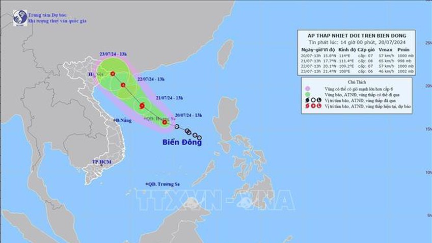 Áp thấp nhiệt đới có khả năng mạnh lên thành bão giật cấp 10